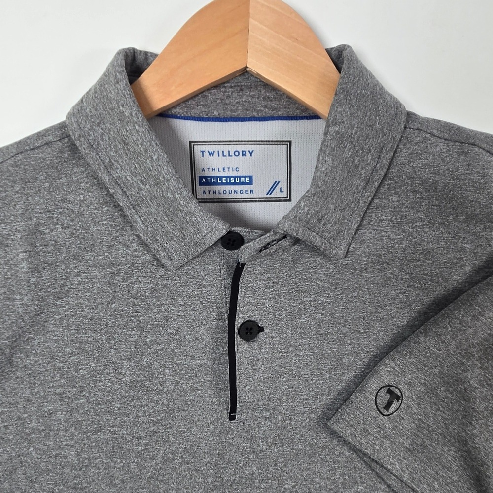 Twillory Polo Shirt Men Large Gray Athleisure Performance Short Sleeve Golf Top